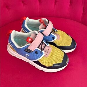 On Running Kids Sneakers - Blue, Yellow, and Pink